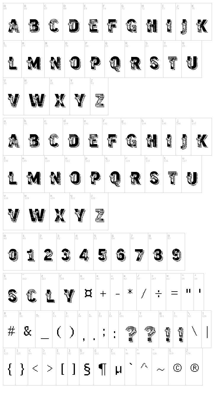 VTKS Trutagem font map